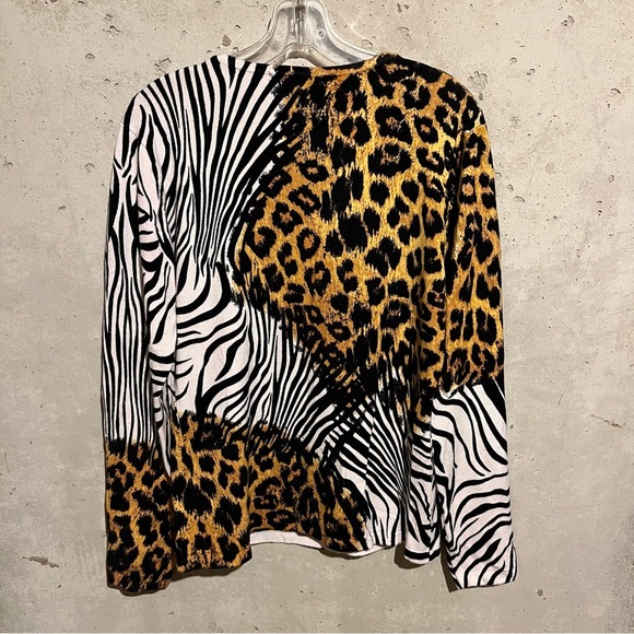 Pierri New York Sweater Women's Size M Zebra Cheetah Animal Print Long Sleeve - Picture 6 of 8